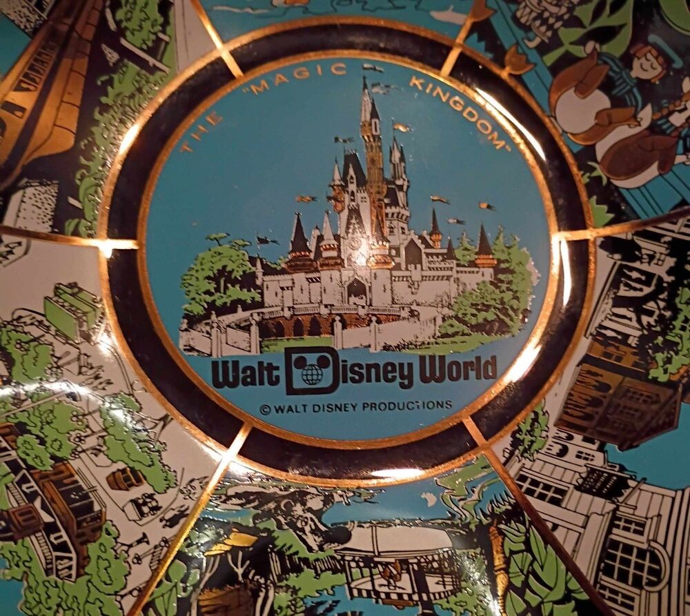 Walt Disney Productions The Magic Kingdom Souvenir Glass Tray Plate